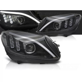 Fari anteriori TUBE LED nero compatibile MERCEDES W205 14-18