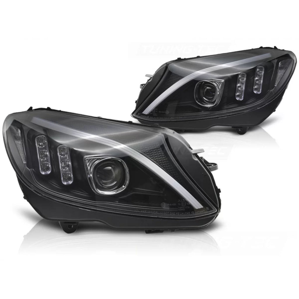 Fari anteriori TUBE LED nero compatibile MERCEDES W205 14-18