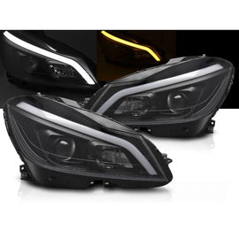 Fari anteriori TUBE LED nero SEQ DRL compatibile MERCEDES W204 11-14