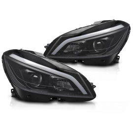 Fari anteriori TUBE LED nero SEQ DRL compatibile MERCEDES W204 11-14