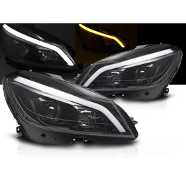 Fari anteriori TUBE LED Nero lucido SEQ DRL compatibile MERCEDES W204 11-14