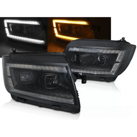 Fari anteriori a guida di luce nero DRL SEQ compatibile VW CRAFTER II 2017-