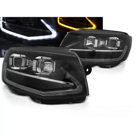 Fari anteriori a guida di luce nero DRL SEQ compatibile VW T6 15-19