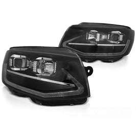 Fari anteriori a guida di luce nero DRL SEQ compatibile VW T6 15-19