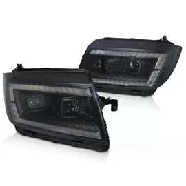 Fari anteriori a guida di luce nero DRL SEQ compatibile VW CRAFTER II 2017-