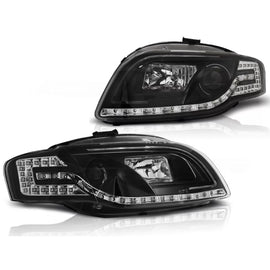 Fari anteriori a guida di luce nero compatibile AUDI A4 B7 11.04-03.08