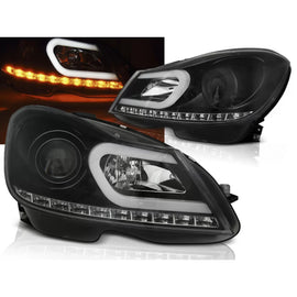 Fari anteriori a guida di luce nero compatibile MERCEDES W204 11-14