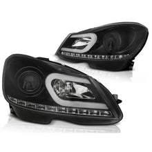 Fari anteriori a guida di luce nero compatibile MERCEDES W204 11-14