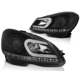 Fari anteriori a guida di luce nero compatibile MERCEDES W204 11-14