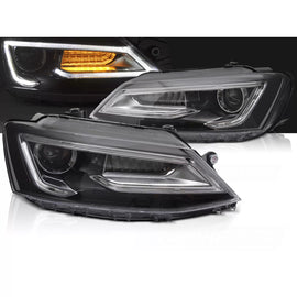 Fari anteriori a guida di luce nero compatibile VW JETTA VI 11-18