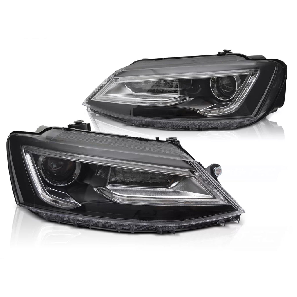 Fari anteriori a guida di luce nero compatibile VW JETTA VI 11-18