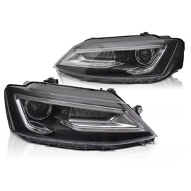 Fari anteriori a guida di luce nero compatibile VW JETTA VI 11-18