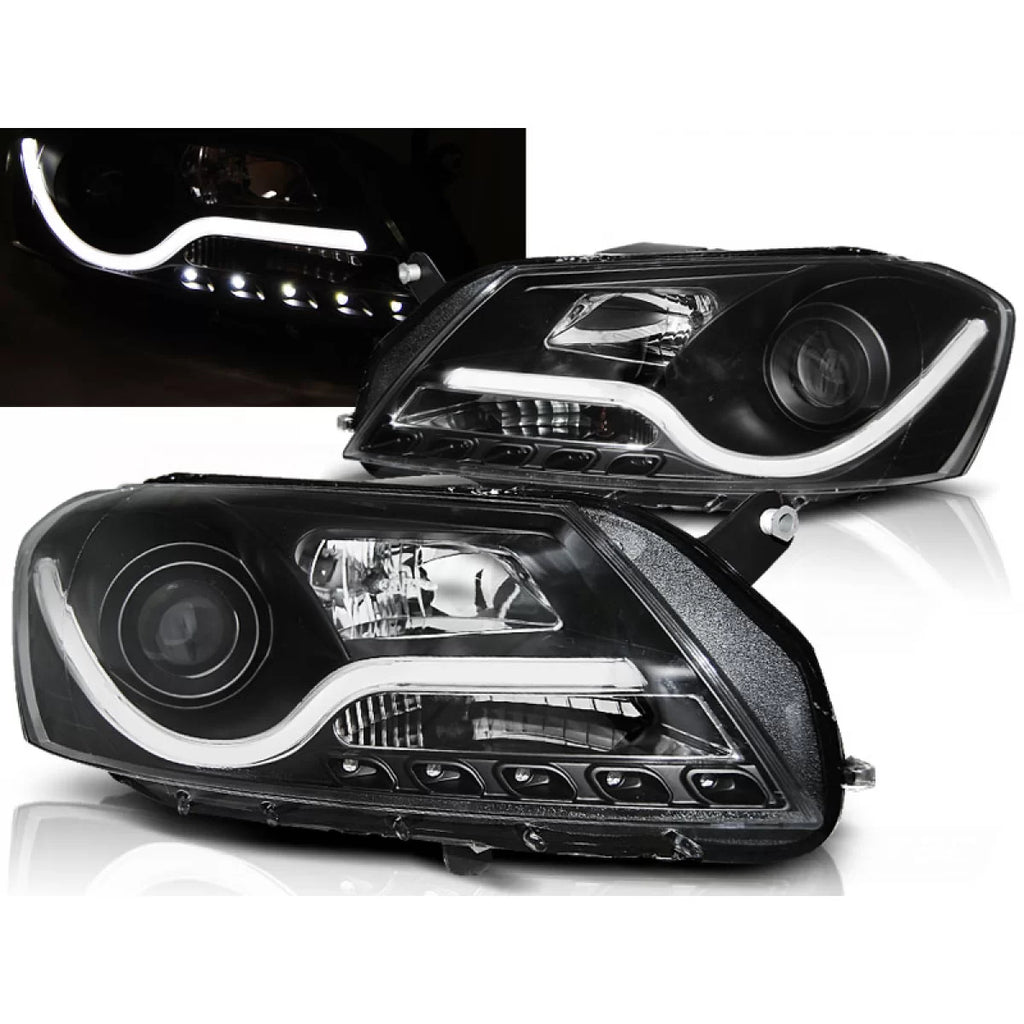 Fari anteriori a guida di luce nero compatibile VW PASSAT B7 10.10-10.14