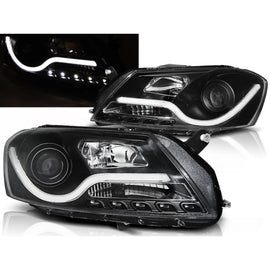 Fari anteriori a guida di luce nero compatibile VW PASSAT B7 10.10-10.14