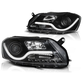 Fari anteriori a guida di luce nero compatibile VW PASSAT B7 10.10-10.14
