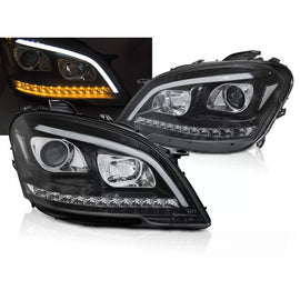 Fari anteriori a guida di luce nero SEQ compatibile MERCEDES W164 ML M-Classe 09-11