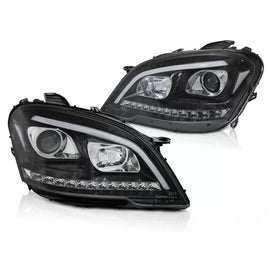 Fari anteriori a guida di luce nero SEQ compatibile MERCEDES W164 ML M-Classe 09-11