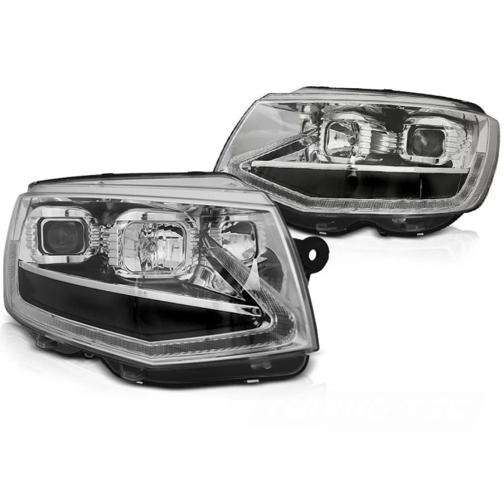 Fari anteriori a guida di luce cromato DRL SEQ compatibile VW T6 15-19