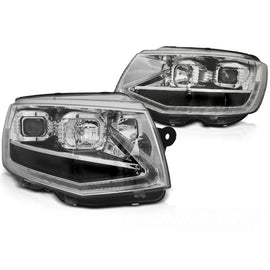 Fari anteriori a guida di luce cromato DRL SEQ compatibile VW T6 15-19