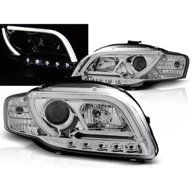 Fari anteriori a guida di luce cromato compatibile AUDI A4 B7 11.04-03.08