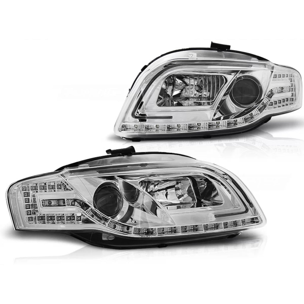 Fari anteriori a guida di luce cromato compatibile AUDI A4 B7 11.04-03.08