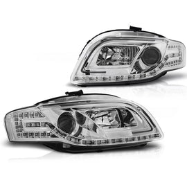 Fari anteriori a guida di luce cromato compatibile AUDI A4 B7 11.04-03.08