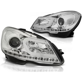 Fari anteriori a guida di luce cromato compatibile MERCEDES W204 11-14