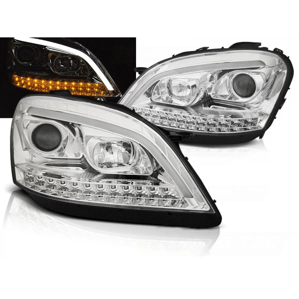 Fari anteriori a guida di luce cromato SEQ compatibile MERCEDES W164 ML M-Classe 05-07