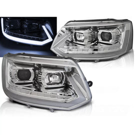 Fari anteriori a guida di luce cromato SEQ compatibile VW T5 2010-2015