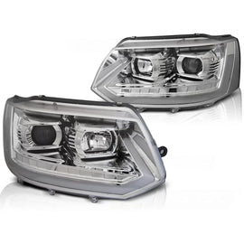 Fari anteriori a guida di luce cromato SEQ compatibile VW T5 2010-2015