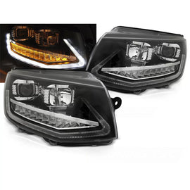Fari anteriori a guida di luce DRL nero SEQ compatibile VW T6 15-19