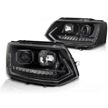 Carica l'immagine nel visualizzatore di Gallery, Fari anteriori a guida di luce DRL nero SEQ compatibile VW T5 2010-2015