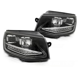 Fari anteriori a guida di luce DRL nero SEQ compatibile VW T6 15-19