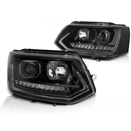 Fari anteriori a guida di luce DRL nero SEQ compatibile VW T5 2010-2015