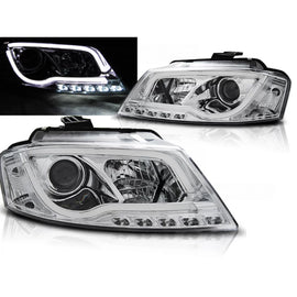 Fari anteriori a guida di luce DRL cromato compatibile AUDI A3 8P 08-12