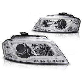Fari anteriori a guida di luce DRL cromato compatibile AUDI A3 8P 08-12