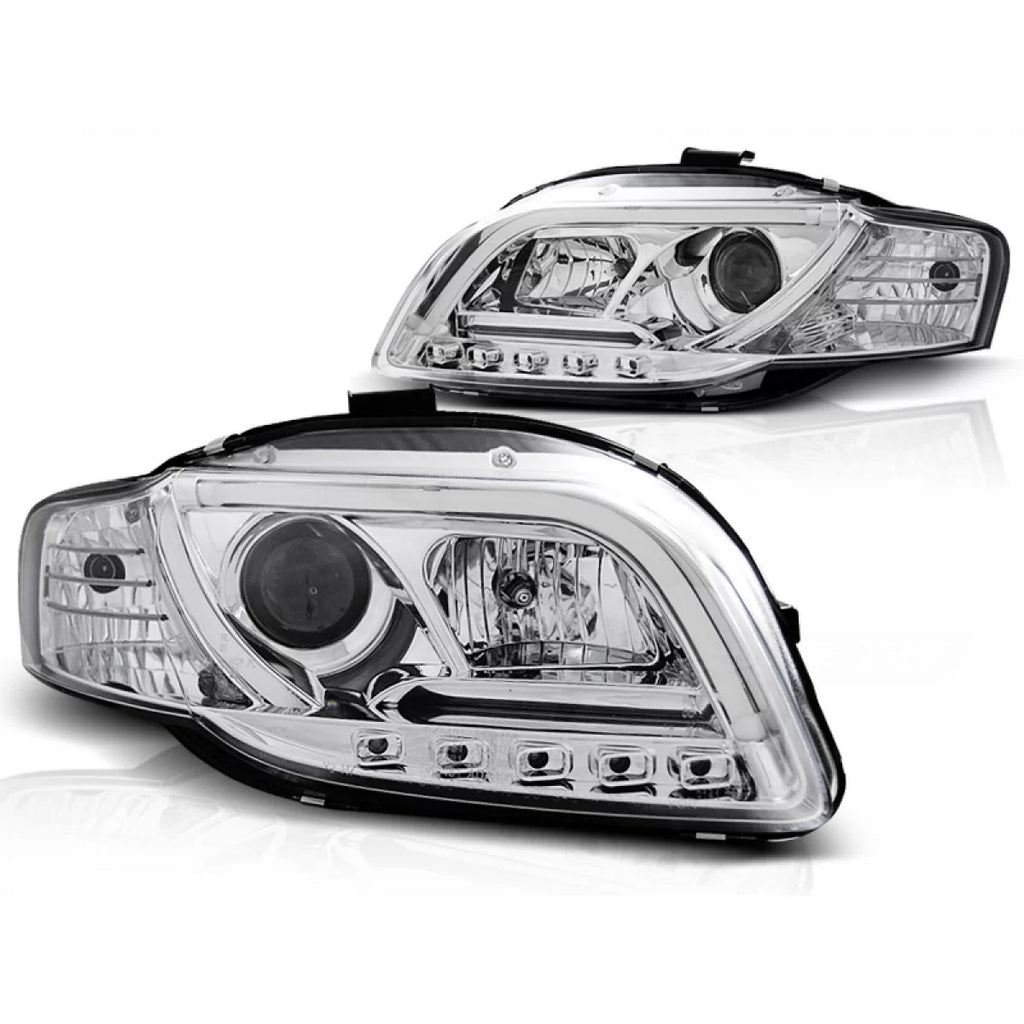 Fari anteriori a guida di luce DRL cromato compatibile AUDI A4 B7 11.04-03.08