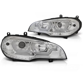 Fari anteriori a guida di luce DRL cromato compatibile BMW X5 E70 07-13