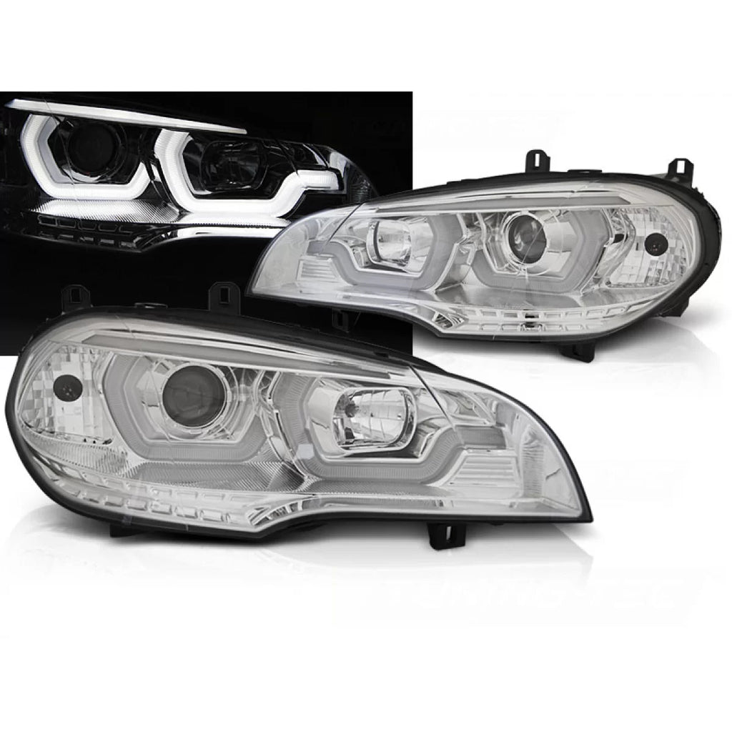 Fari anteriori a guida di luce DRL cromato compatibile BMW X5 E70 07-13
