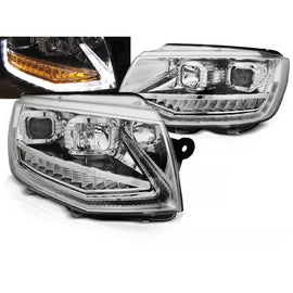 Fari anteriori a guida di luce DRL cromato SEQ compatibile VW T6 15-19