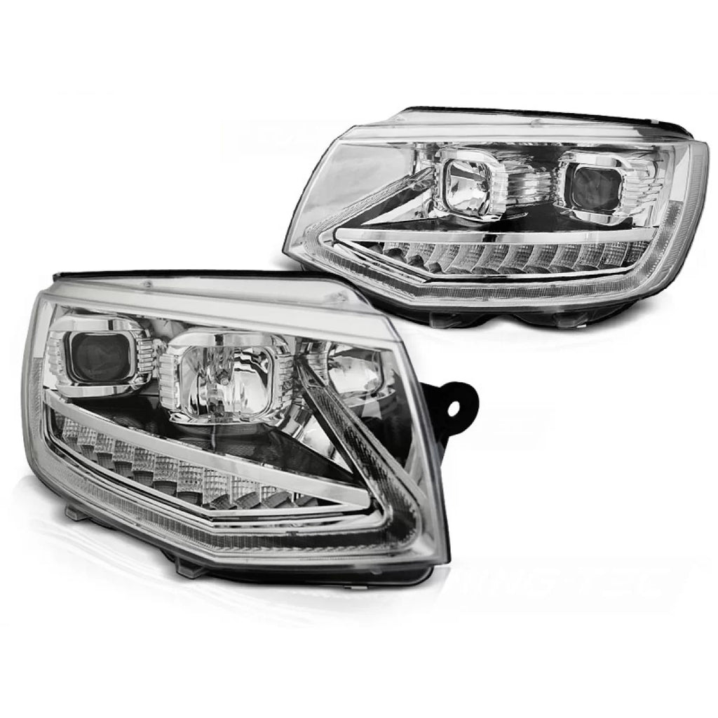 Fari anteriori a guida di luce DRL cromato SEQ compatibile VW T6 15-19