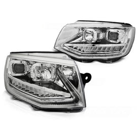 Fari anteriori a guida di luce DRL cromato SEQ compatibile VW T6 15-19