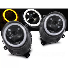 Fari anteriori a guida di luce Nero lucido DRL compatibile MINI (COOPER) F55 / F56 / F57 14-17