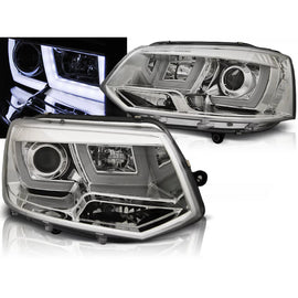 Fari anteriori U-LED luce cromato compatibile VW T5 2010-2015