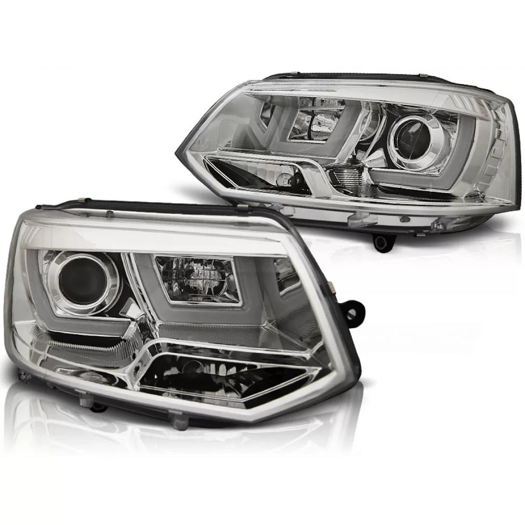 Fari anteriori U-LED luce cromato compatibile VW T5 2010-2015