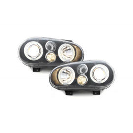 Fari anteriori per VW Golf IV 4 (09.1997-09.2003) Angel Eyes 2 anelli luminosi nero