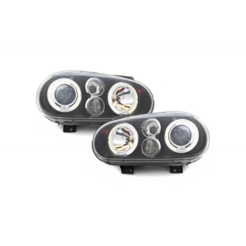 Fari anteriori per VW Golf IV 4 (09.1997-09.2003) Angel Eyes 2 anelli luminosi nero