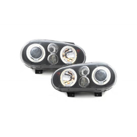 Fari anteriori per VW Golf IV 4 (09.1997-09.2003) Angel Eyes 2 anelli luminosi nero