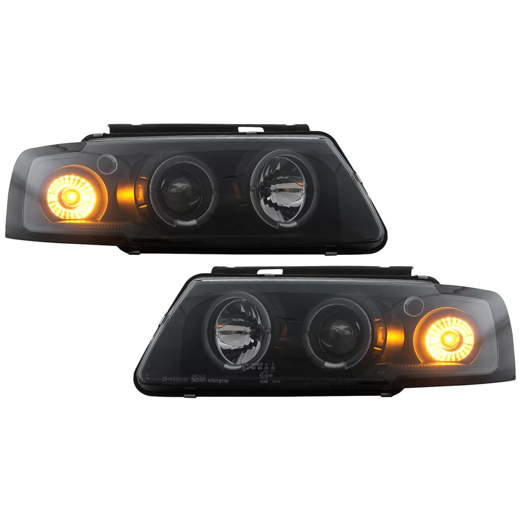 Fari anteriori per VW Passat B5 3B (11.1996-08.2000) Angel Eyes nero