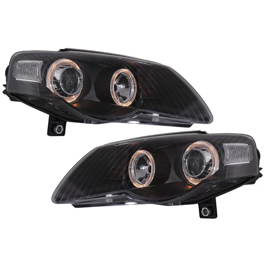 Fari anteriori per VW Passat B6 3C (03.2005-2010) 2 anelli luminosi nero